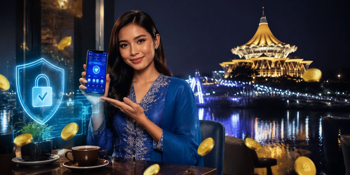 Pemain baccarat Malaysia membuat deposit menggunakan pakaian baju kurung di Kuching Sarawak